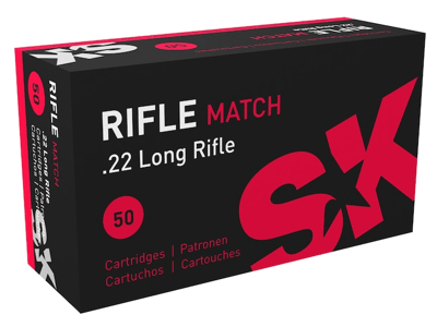 SK Ammunition Rifle Match .22 LR 40 Grain Lead Round Nose 500 Rounds