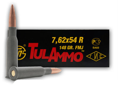 Tula 7.62x54R Ammunition FMJ 148 Grains Steel Casing 500 Rounds