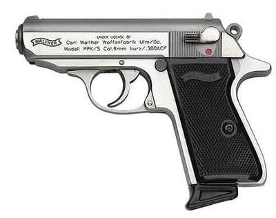 Walther PPK/S Stainless Black Plastic Grips