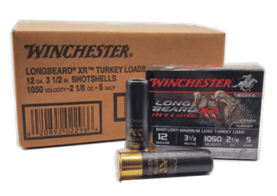 Winchester Longbeard XR 12 Gauge Ammunition Turkey Loads 3-1/2" 2-1/8 Oz #5 Copper Plated Shot 100 Rounds 020892022966