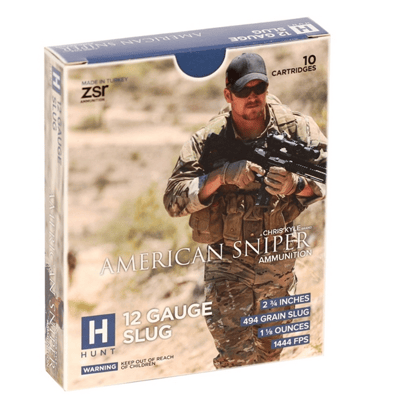 ZSR American Sniper Ammo 12 Gauge 494 Grain Rifled Slug 10 Rounds