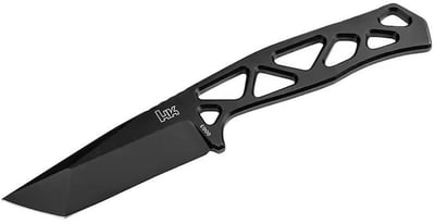 HK FX01 Fixed Blade Knife 2.96" Tanto Point D2 Black Blade Stainless Steel Handle Black - $41.44 (Free Shipping on $100+ Orders)