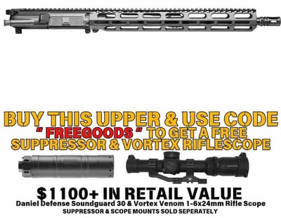 VKTR VK-1, 5.56mm, 16" Barrel w/ A2 Muzzle Device, Black, Complete Upper Receiver - $1799.99 + FREE Soundguard Suppressor & Vortex Rifle Scope w/ code "FREEGOODS"