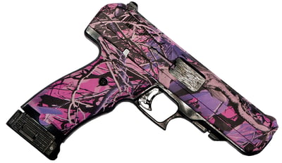 Hi-Point JHP45 .45 ACP 4.5" Barrel 9rd Semi-Auto Pistol, Serrated Steel Slide, Pink Camo - $131