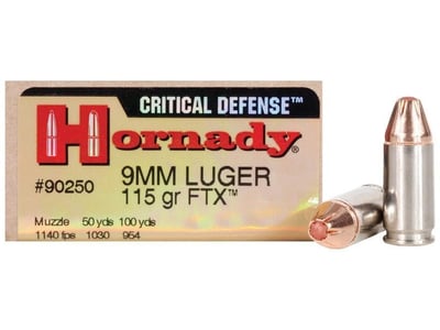 Hornady Critical Defense 9mm Luger 115 Grain Flex Tip eXpanding Box of 25 - $27.50