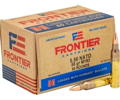 Hornady Frontier 5.56x45mm NATO 55 grain Full Metal Jacket Brass Cased Centerfire Rifle Ammo 50 Rounds - $24.99