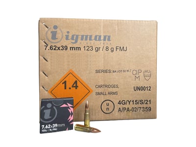 Igman 7.62x39 mm 123 gr/ 8g FMJ 840 Rd Case - $411.60 