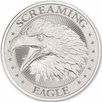 2 oz Screaming Eagle Silver Round - High Relief - $74.88 (Free S/H over $99)