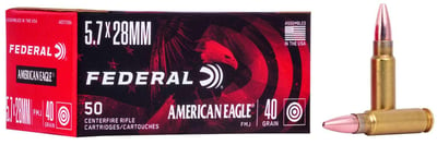 Federal AE5728A American Eagle 5.7x28mm 40 gr Full Metal Jacket (FMJ) (Box of 50 rounds) - $36.24 