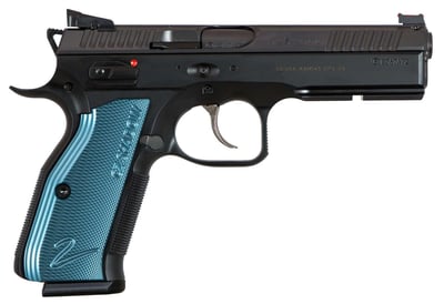 CZ Shadow 2 9mm 4.8" 17+1 Black Nitride Blue Aluminum Grip - $898.97 