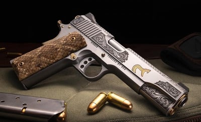 Kimber, CNC Firearms Rattlesnake Limited Edition 1911, 45 ACP with 5" Barrel, Hand Engraving, Gold Inlays, Custom Snake Skin Grips. ONLY 300 PRODUCED!! - $2429.95 