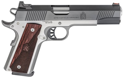 Springfield 1911 Ronin 10mm Auto 5" 8+1 Stainless Steel Black Carbon Steel Slide Crossed Cannon Wood Laminate Grip - $789.99 (Free S/H on Firearms)