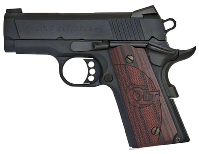 Colt Mfg O7800XE 1911 Defender 45 ACP 3" 7+1 Blued Carbon Steel Black Cherry G10 Grip - $899.99
