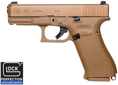 Glock G19X Compact 9mm 4.02" Barrel 19 Rnds Coyote Brown Blue Label - $565