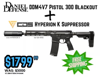 Daniel Defense DDM4V7 Pistol 300 Blackout 10.3" Barrel, w/ CGS Hyperion K - $1799.99 