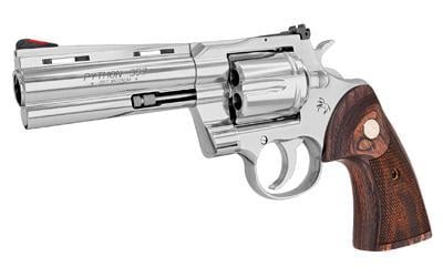 Colt's Manufacturing, Python, Revolver, Double Action Only, 357 Magnum, 4.25" Barrel, Stainless Finish, Stainless Steel Frame, Walnut Grips, 6Rd, Red Ramp Front/Adjustable Rear - $1259.99 