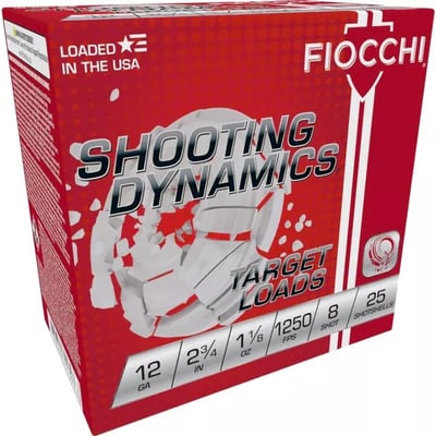 Fiocchi Shooting Dynamics Target Load 12 GA, 2-3/4in. 1-1/8oz. #8 Shot 25 Rounds - $8.49