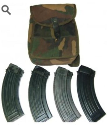 AK-47 Mag Pouch Deal - Includes 4-30 Round Steel AK Mags and a Bulgarian Mag Pouch - $39.99