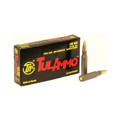 Tul Ammo .308 Win, 150gr FMJ, Steel Case, 20 Round Box UPC: 814950011289 - $24.99
