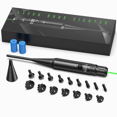 EZshoot Bore Sight Kit for .17 to 12GA Caliber Green or Red Laser with Big Button Switch - $16.51 w/code "HUNRCJZN" + FREE Shipping