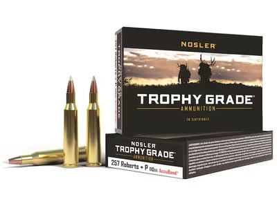 Nosler Trophy Grade 257 Roberts +P Ammo 110 Grain Nosler AccuBond Bonded Polymer Tip Box of 20 - $54.41 (Free Shipping on $100+ Orders)