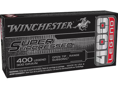 Winchester Super Suppressed 400 Legend Ammo 300 Grain Jacketed Hollow Point Box of 20 - $14.93 (Free Shipping on $100+ Orders)