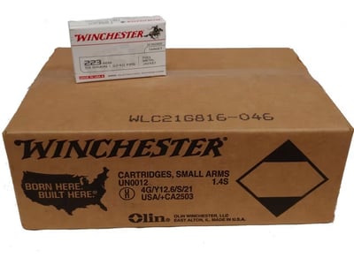 Winchester Ammo USA223K Best Value, Case, .223 Remington 55GR Full Metal Jacket, Non-Corrosive, Reloadable 1000 Round Case - $419.99 