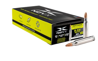 NovX Pentagon 5.56x45mm NATO Ammo 55 Grain Solid Hollow Point Lead Free 20 Rounds - $27.99  (Free Shipping on $100+ Orders)