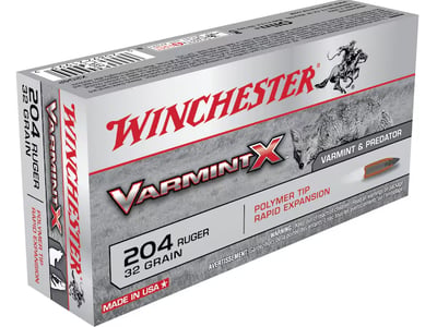 Winchester Vamint X 204 Ruger Ammo 32 Grain Polymer Tip Box of 20 - $19.70 (Free Shipping on $100+ Orders)