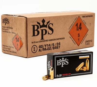 BPS Ammunition 9 X 19MM 115 GR (Case of 1000 RNDS) - $226.99 + Free Shipping