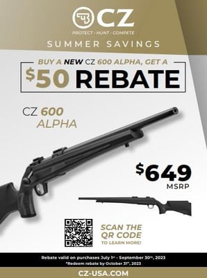  CZ Promotion: Buy A New 600 Alpha, Get A $50 Rebate