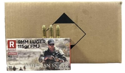 American Sniper Ammo 9mm 115 Gr FMJ Brass Centerfire Ammunition 1000rd Case - $239.99