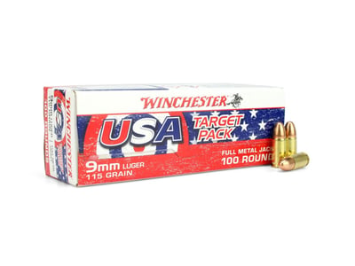 Winchester USA Target Pack Bulk 9mm 115 Gr FMJ 500 rounds Range Bundle (Limit 1) - $111.61 w/code "5Aug24" 