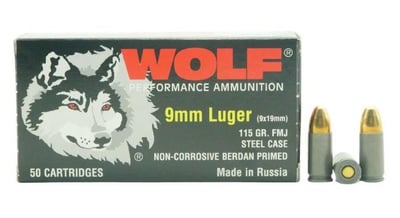 Wolf 9mm 115 Grain FMJ 1000 Rounds - $219.99 w/code: GUNDEALS10 + Free Shipping