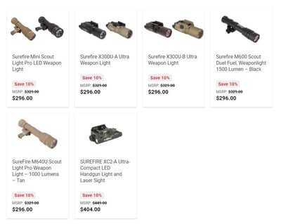 15% OFF All SureFire Lights on Sale w/code "OVERSTOCK" (Free S/H over $175)