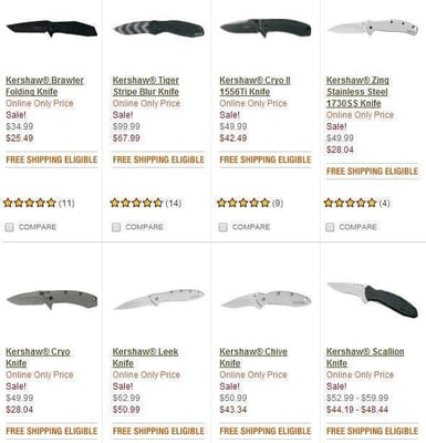 Free Shipping on Kershaw and other Knives @ Cabelas - from $10.99 (shipped no minimum) (Free Shipping over $50)