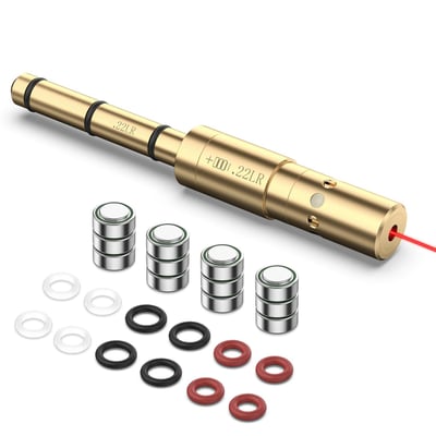MidTen Laser Bore Sight for .22LR/.177 Cal/ 9MM/ .223Rem/ .17HMR/.38SPL/.380 Cal Red Laser with 4 Sets of Batteries and Spare O-Rings - $9.51 w/code "5ZD8WZYI" + 20% Prime (Free S/H over $25)