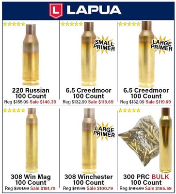 ALL Lapua Brass On SALE @ Midsouth Shooters Supply