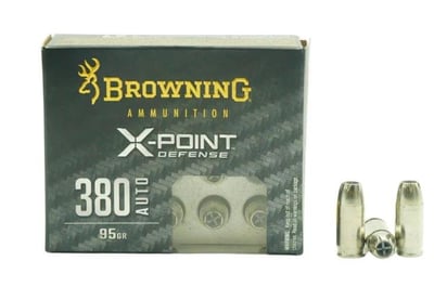 Browning X-Point Defense 380 Auto 95 Grain JHP 20 Rounds - $13.99
