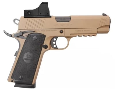 Girsan MC1911 C-TV 45 ACP 4.40" 8+1 Dark Earth Steel Frame/Slide Checkered Black Polymer Grips Includes Red Dot Sight - $449 