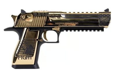 Magnum Research Desert Eagle Mark XIX .50 AE 6" Barrel 7rd Pistol, MAGA, Black / Gold, Limited - $6828.99 