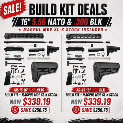 AR-15 16" Build Kit + Magpul MOE SL-K Stock – 5.56 NATO or .300 BLK – Now $339.19