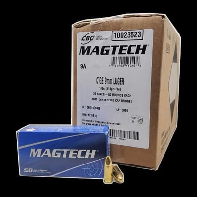 Magtech 9mm 115 Grain FMJ - 1000 Rounds - $259 + FREE Shipping on ammo over $200 