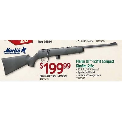 Marlin XT-22YR Compact Rimfire Rifle - $199.99 Bass Pro Black Friday 2012 (Free S/H over $50)