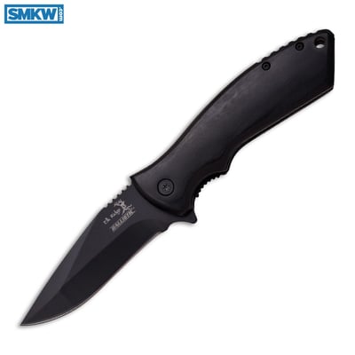 Elk Ridge Ballistic Spring Assisted Folder Black Wood Handle Black Coated SS 3.25" Drop Point Blade - $7.99 (Free S/H over $75, excl. ammo)