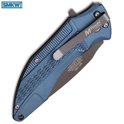 MTech USA Manual Folding Knife with Blue Aluminum Handle and Gray 3Cr13MoV Stainless Steel 3.00" Drop Point Blade Model - $12.33 (Free S/H over $75, excl. ammo)