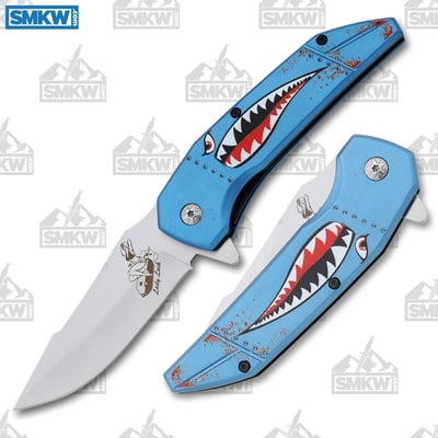 MTech USA Blue Lady Luck Bomber Assisted Folder 3Cr13 Stainless Steel Blade Blue Aluminum Handle - $12.99 (Free S/H over $75, excl. ammo)