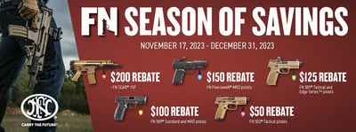 Up To $200 INSTANT Rebate on Select New FN Firearms @ Guns.com (Rebate will INSTANTLY apply in your shopping cart only at Guns.com)