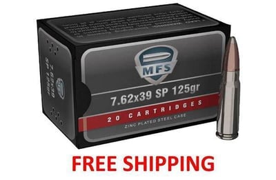 500 Rounds (25 Boxes) MFS 7.62x39mm 125-Gr. JSP 20 Rnds - $123.50 shipped after coupon "5TENOFF"