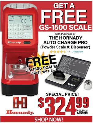 Hornady Auto Charge Pro Powder Scale and Dispenser - $324.99 + Free GS-1500 Scale 